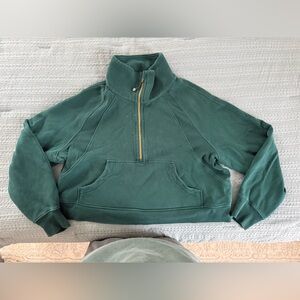 lululemon athletica Forest Green Scuba 1/4 Zip with gold accents